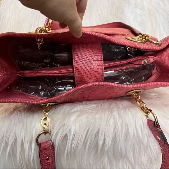 Liz Claiborne Purse Tote Pink Mauve Gold-tone Hardware 2 Handles - Picture 9 of 17